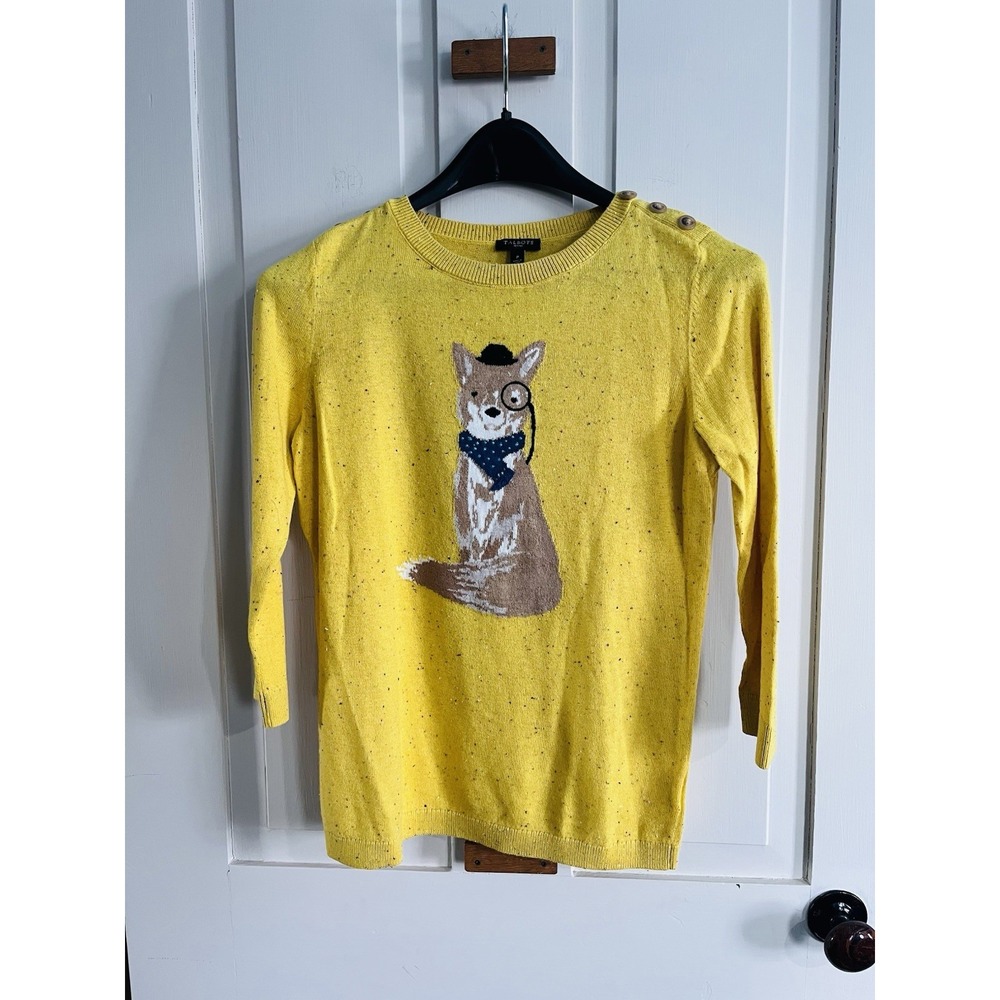 Talbots Petite Sly Fox Sweater Size S Petite 3/4 Sleeve Shoulder Storybook